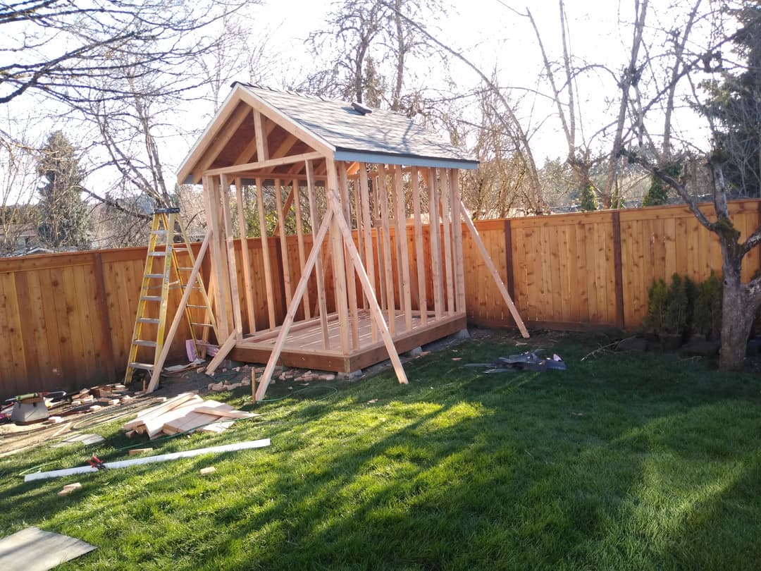 Building the frame of a shed